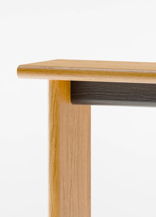 Solid wood console table close-up